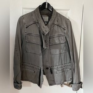Blue-gray military/utility style jacket from Anthropologie